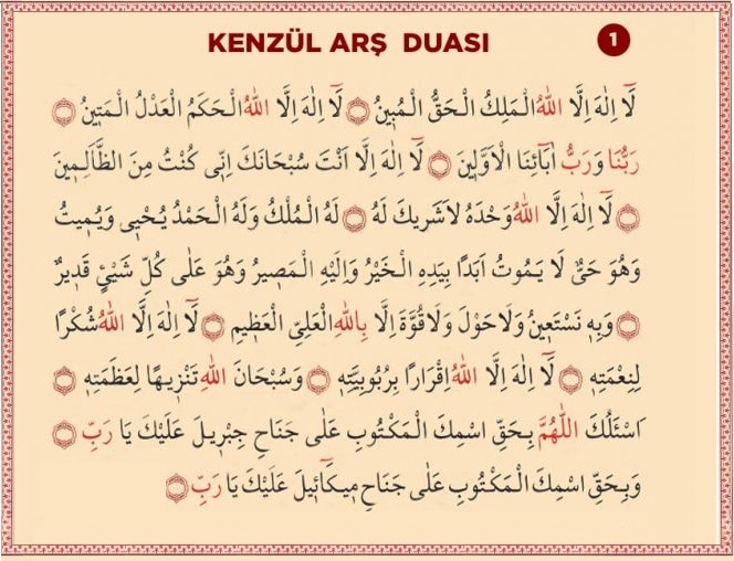 Kenzül Arş Duası