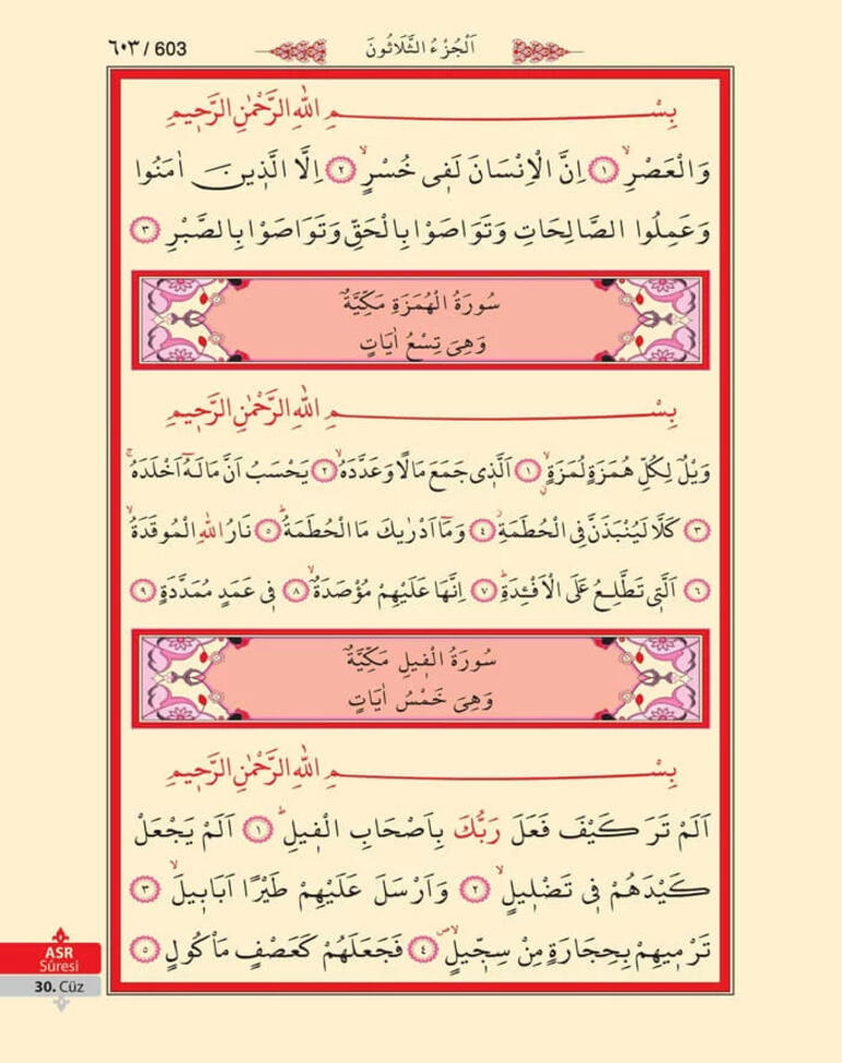 Asr Suresi Arapça Türkçe okunuşu ve anlamı | Asr Suresi fazileti