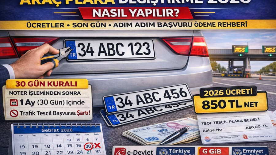 Araç Plaka Değiştirme 2026 Nasıl Yapılır? Ücretler, Son Gün ve Adım Adım Başvuru