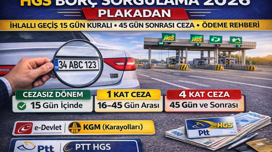 HGS Borç Sorgulama 2026 (Plakadan): İhlalli Geçiş 15 Gün Kuralı, 45 Gün Sonrası Ceza ve Ödeme Rehberi