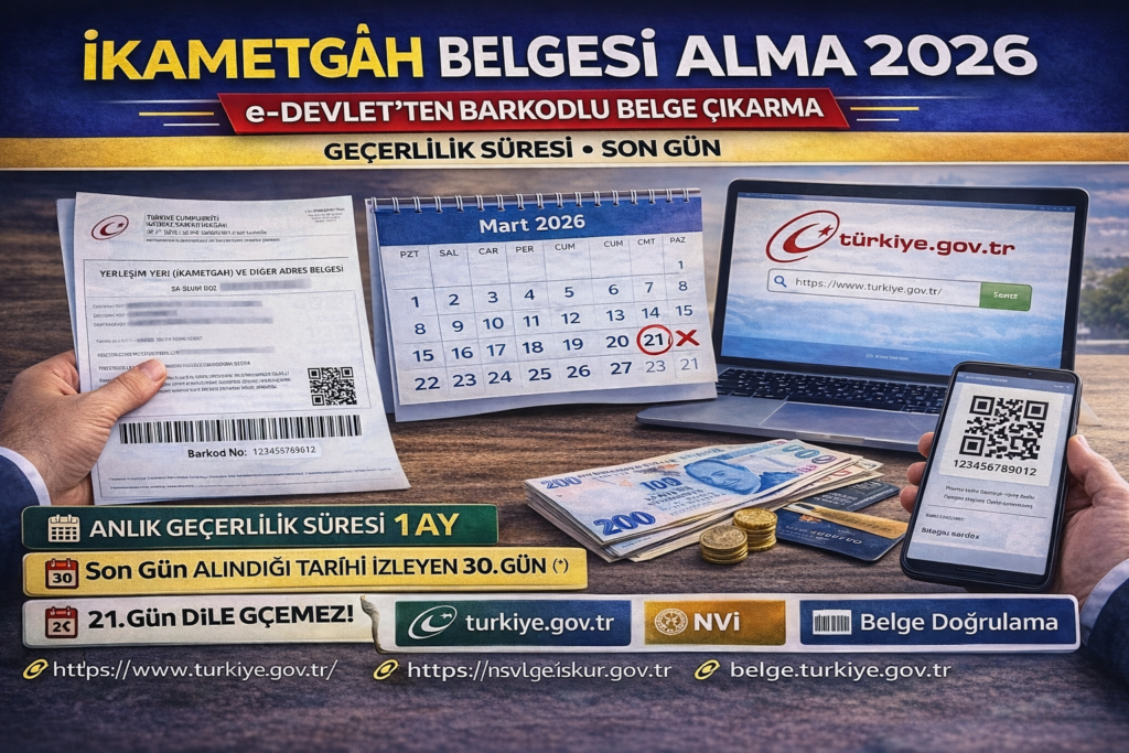 İkametgâh Belgesi Alma 2026: e-Devlet’ten Barkodlu Belge Çıkarma, Geçerlilik Süresi ve Son Gün