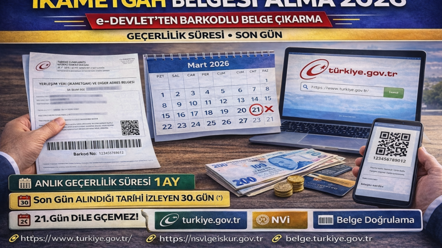İkametgâh Belgesi Alma 2026: e-Devlet’ten Barkodlu Belge Çıkarma, Geçerlilik Süresi ve Son Gün