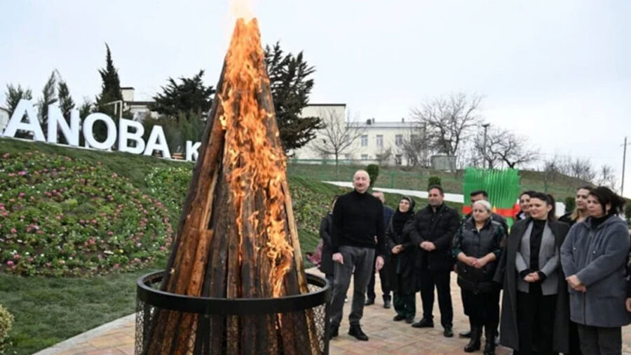Azerbaycan Cumhurbaşkanı Aliyev Karabağ’da Nevruz Ateşi Yaktı